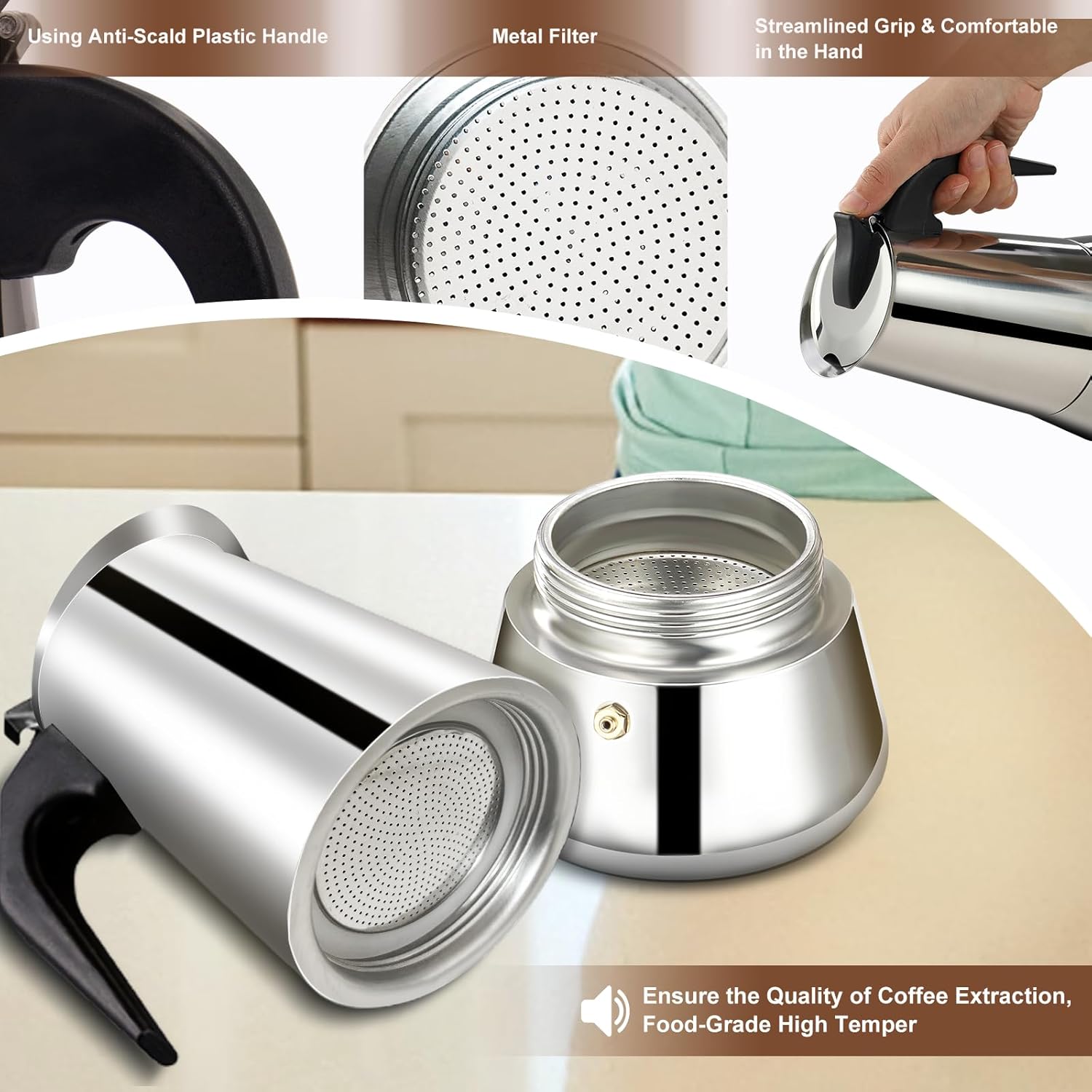 Vista 4 de Cafetera Expres Acero Inoxidable 6 tazas